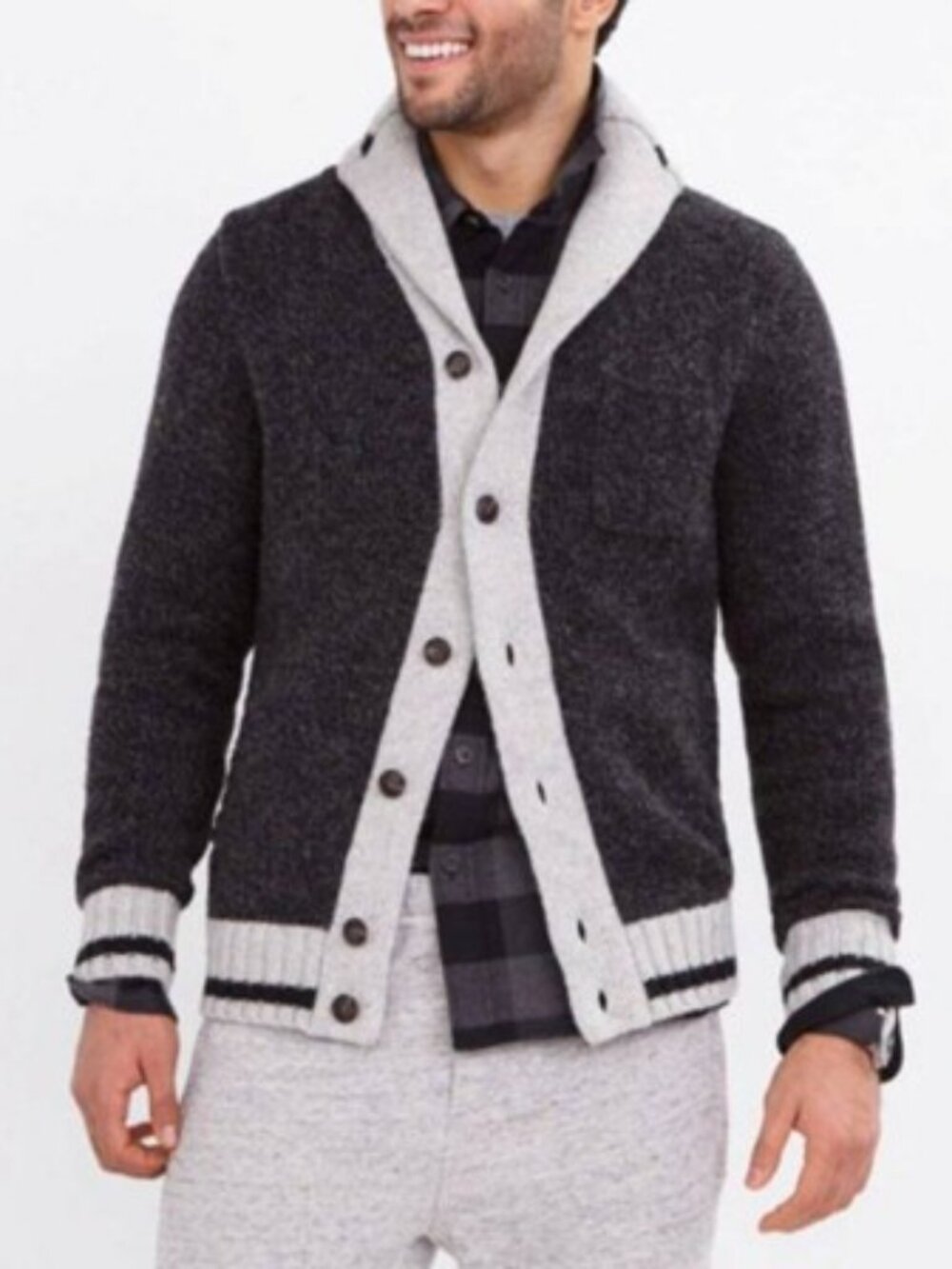 Roots Cabin shawl cardigan grey unisex size L